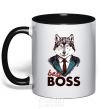 Mug with a colored handle Best Boss black фото