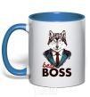 Mug with a colored handle Best Boss royal-blue фото