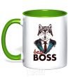 Mug with a colored handle Best Boss kelly-green фото