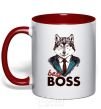 Mug with a colored handle Best Boss red фото