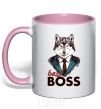 Mug with a colored handle Best Boss light-pink фото