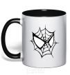 Mug with a colored handle Spider man mask black фото