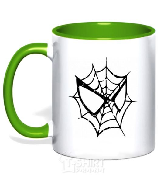 Mug with a colored handle Spider man mask kelly-green фото