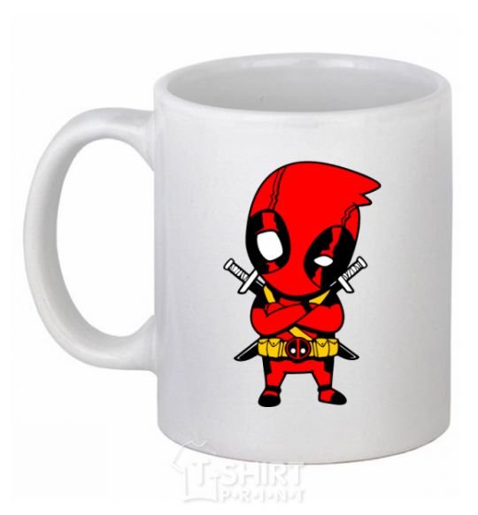 Ceramic mug Deadpool with swords White фото