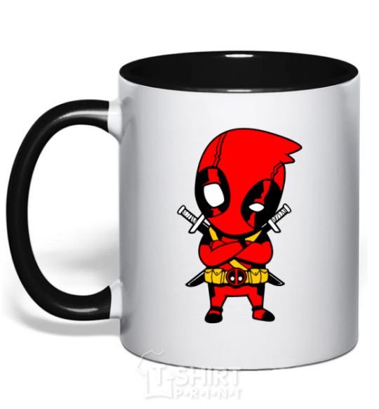 Mug with a colored handle Deadpool with swords black фото