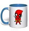 Mug with a colored handle Deadpool with swords royal-blue фото
