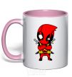 Mug with a colored handle Deadpool with swords light-pink фото