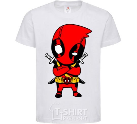 Kids T-shirt Deadpool with swords White фото