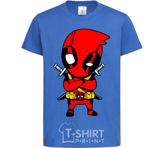 Kids T-shirt Deadpool with swords royal-blue фото