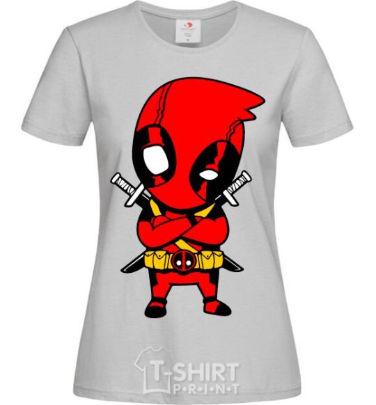 Women's T-shirt Deadpool with swords grey фото