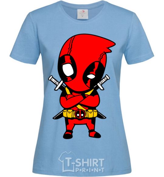 Women's T-shirt Deadpool with swords sky-blue фото