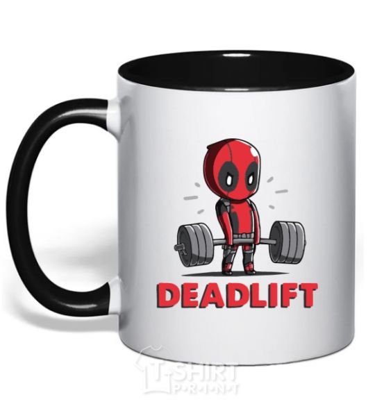 Mug with a colored handle Deadlift black фото