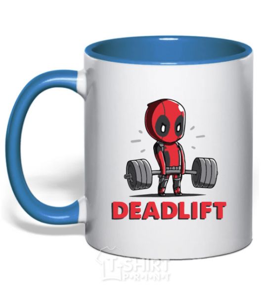 Mug with a colored handle Deadlift royal-blue фото
