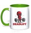 Mug with a colored handle Deadlift kelly-green фото