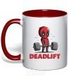 Mug with a colored handle Deadlift red фото