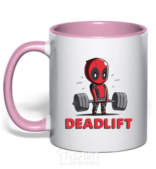 Mug with a colored handle Deadlift light-pink фото