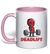 Mug with a colored handle Deadlift light-pink фото