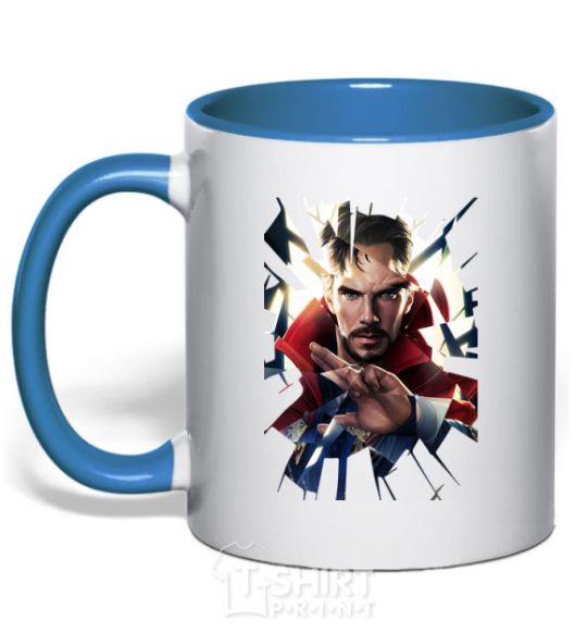 Mug with a colored handle Dr. Strange glass royal-blue фото