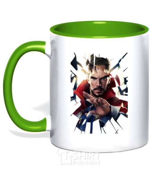 Mug with a colored handle Dr. Strange glass kelly-green фото