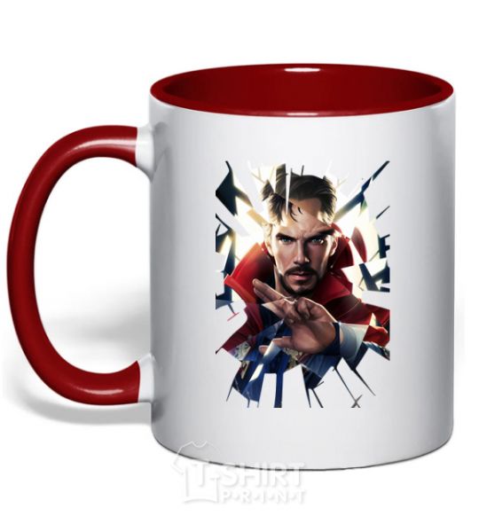 Mug with a colored handle Dr. Strange glass red фото