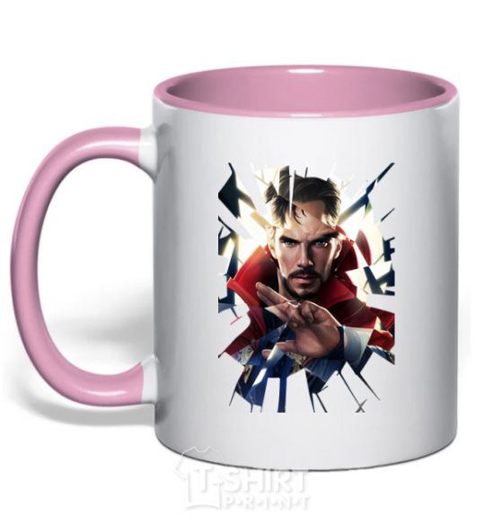 Mug with a colored handle Dr. Strange glass light-pink фото