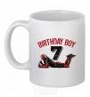 Ceramic mug Birthday boy 7 with deadpool White фото