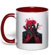 Mug with a colored handle Deadpool grimaces red фото