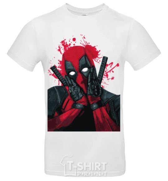 Men's T-Shirt Deadpool grimaces White фото