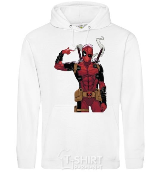 Men`s hoodie Deadpool's arm White фото