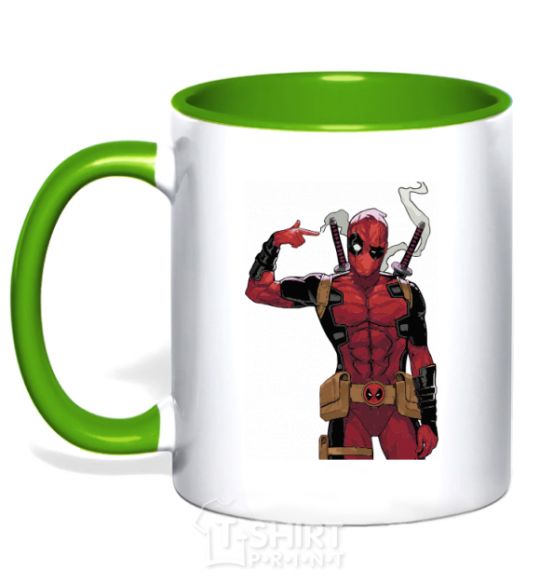 Mug with a colored handle Deadpool's arm kelly-green фото