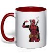 Mug with a colored handle Deadpool's arm red фото