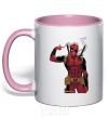 Mug with a colored handle Deadpool's arm light-pink фото