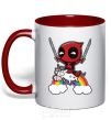 Mug with a colored handle Deadpool on a rainbow red фото