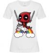 Women's T-shirt Deadpool on a rainbow White фото