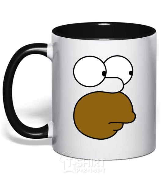 Mug with a colored handle Homer's face black фото