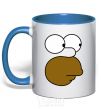 Mug with a colored handle Homer's face royal-blue фото