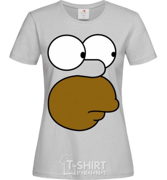 Женская футболка Лицо Гомера Серый фото