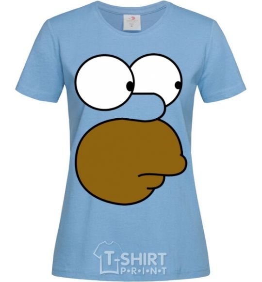 Women's T-shirt Homer's face sky-blue фото