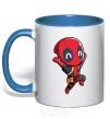 Mug with a colored handle Happy deadpool royal-blue фото
