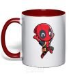 Mug with a colored handle Happy deadpool red фото