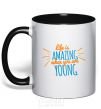 Mug with a colored handle Life is amazing when you are young black фото