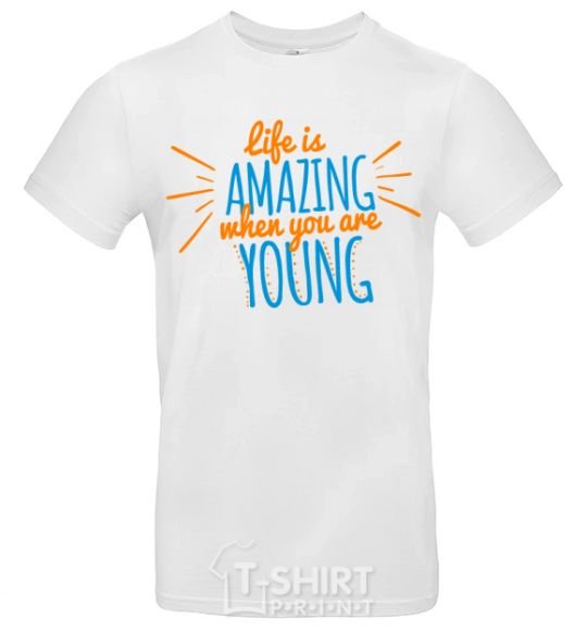 Men's T-Shirt Life is amazing when you are young White фото