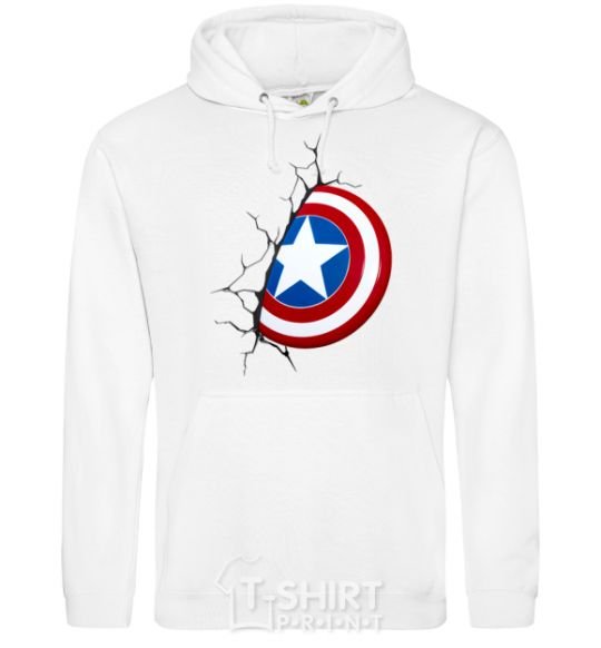 Men`s hoodie Captain America's shield White фото