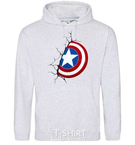 Men`s hoodie Captain America's shield sport-grey фото