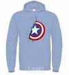 Men`s hoodie Captain America's shield sky-blue фото