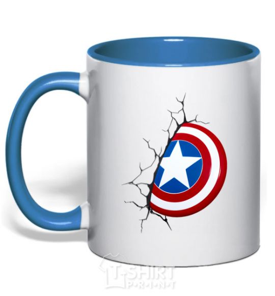 Mug with a colored handle Captain America's shield royal-blue фото