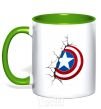 Mug with a colored handle Captain America's shield kelly-green фото