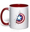 Mug with a colored handle Captain America's shield red фото