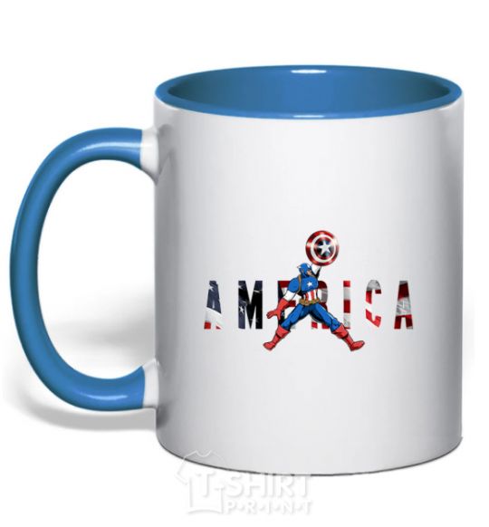 Чашка с цветной ручкой America Captain Ярко-синий фото