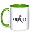 Mug with a colored handle America Captain kelly-green фото